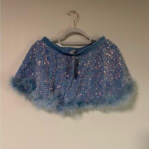 RAVE WONDERLAND Iridescent Baby Blue Sequin Skirt